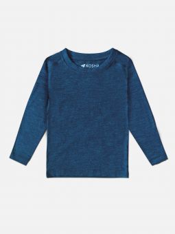  Blue Merino Wool and Bamboo Full Sleeves Thermal Top | Unisex 